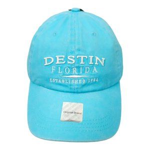 DK Embroidery Destin Florida Light Blue Strapback Cap 50+ UPF Baseball Hat NEW